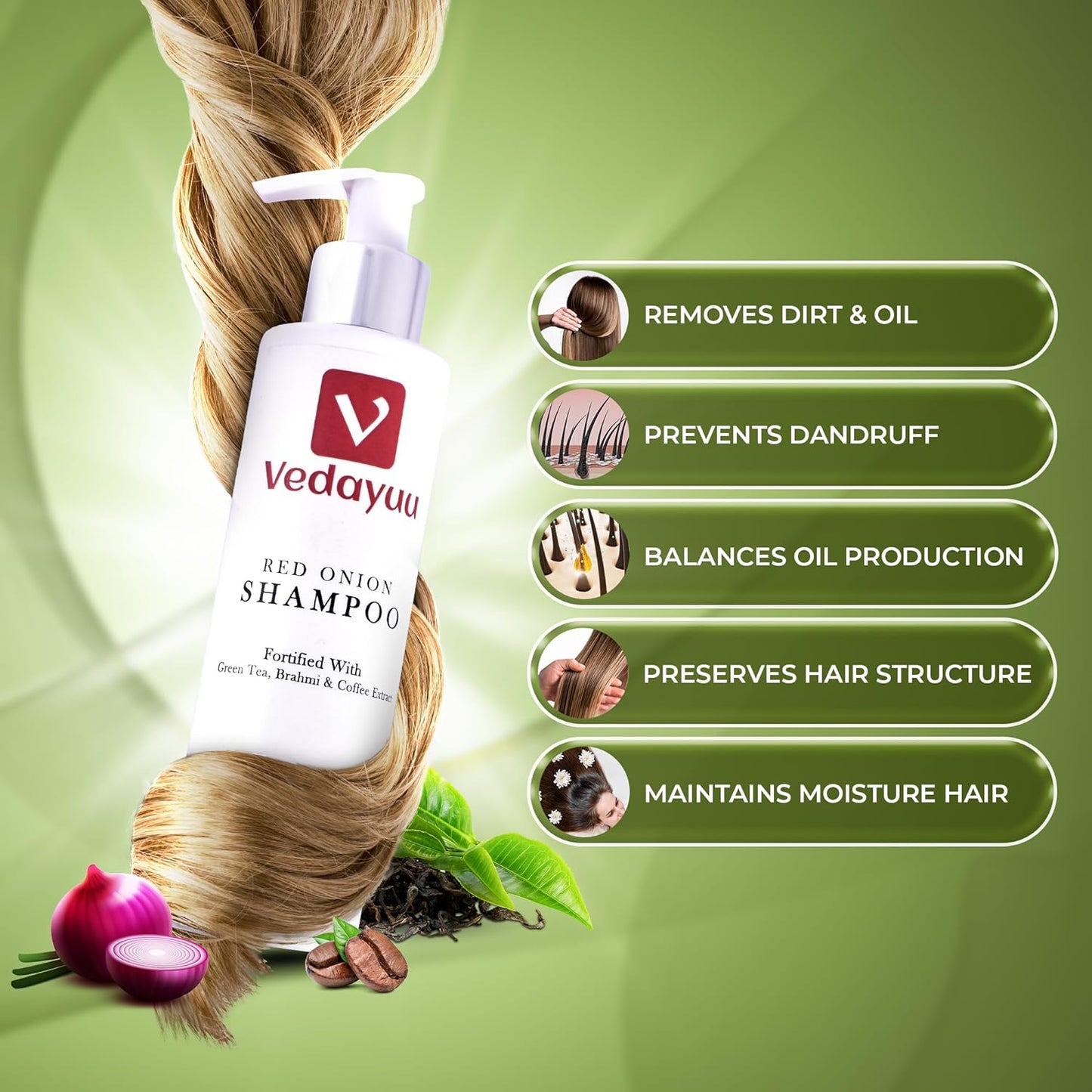 Vedayuu Anti Hair Fall Express Spa Range Hair Care Set with Onion Hair Oil + Onion Shampoo for Hair Fall Control 200ml