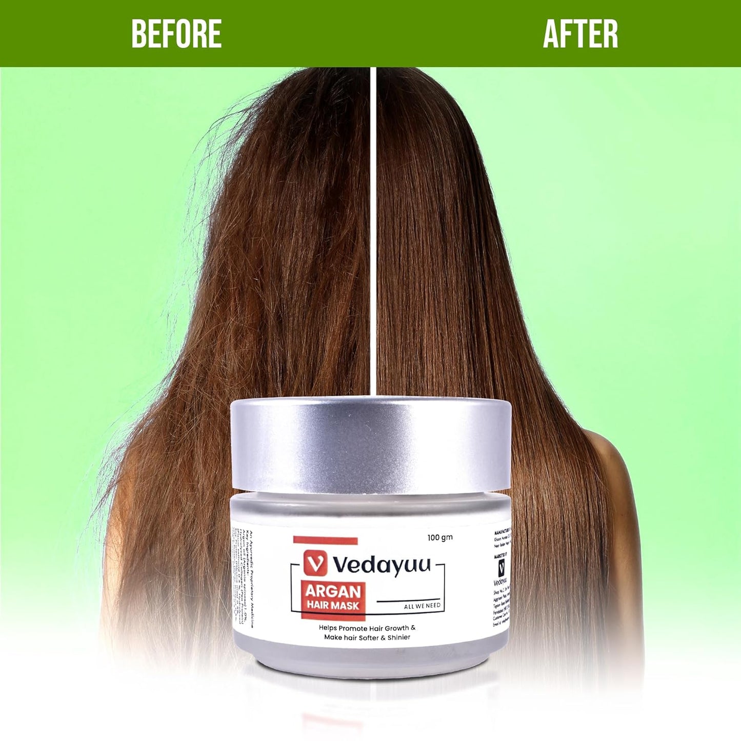 Vedayuu Onion Hair Mask for Men and Women 100gm - With Onion Oil & Organic Bamboo Vinegar - Damaged Hair & Hair Fall Control