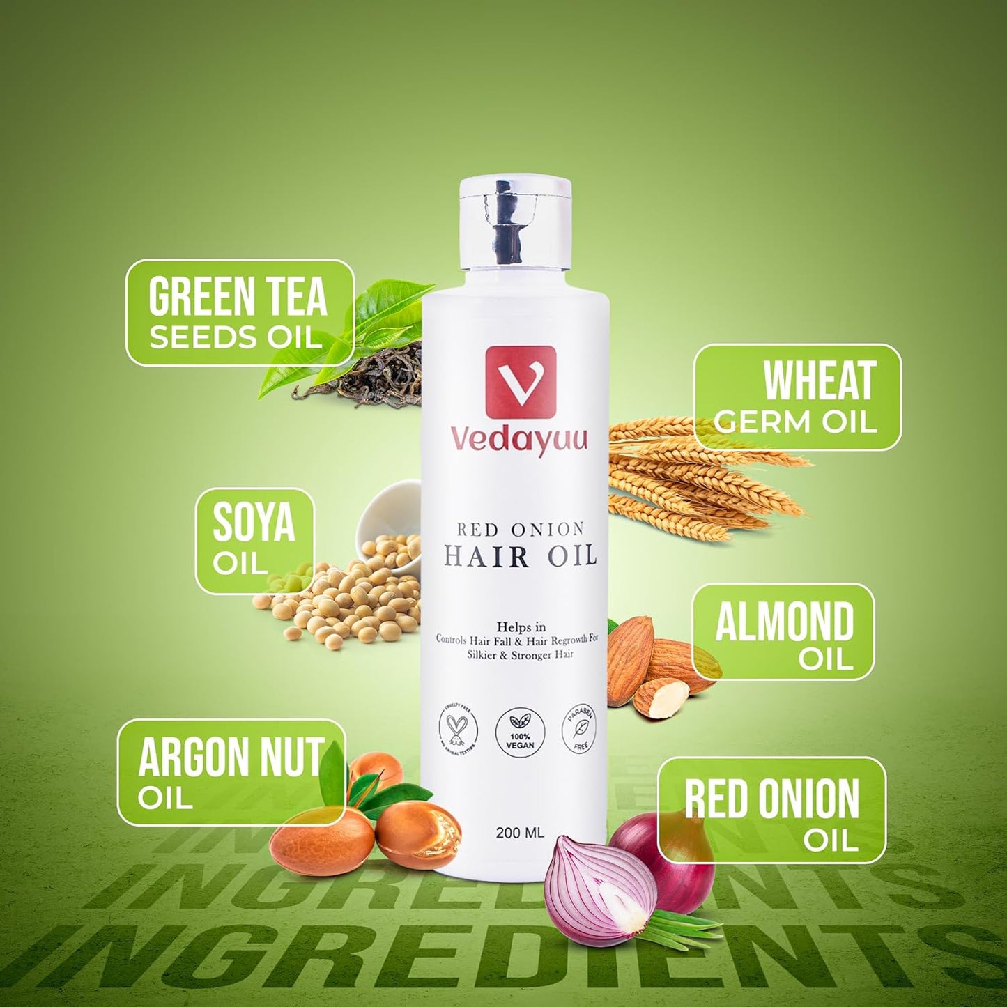 Vedayuu Onion Hair Oil with Onion & Redensyl for Hair Fall Control - 200 ml