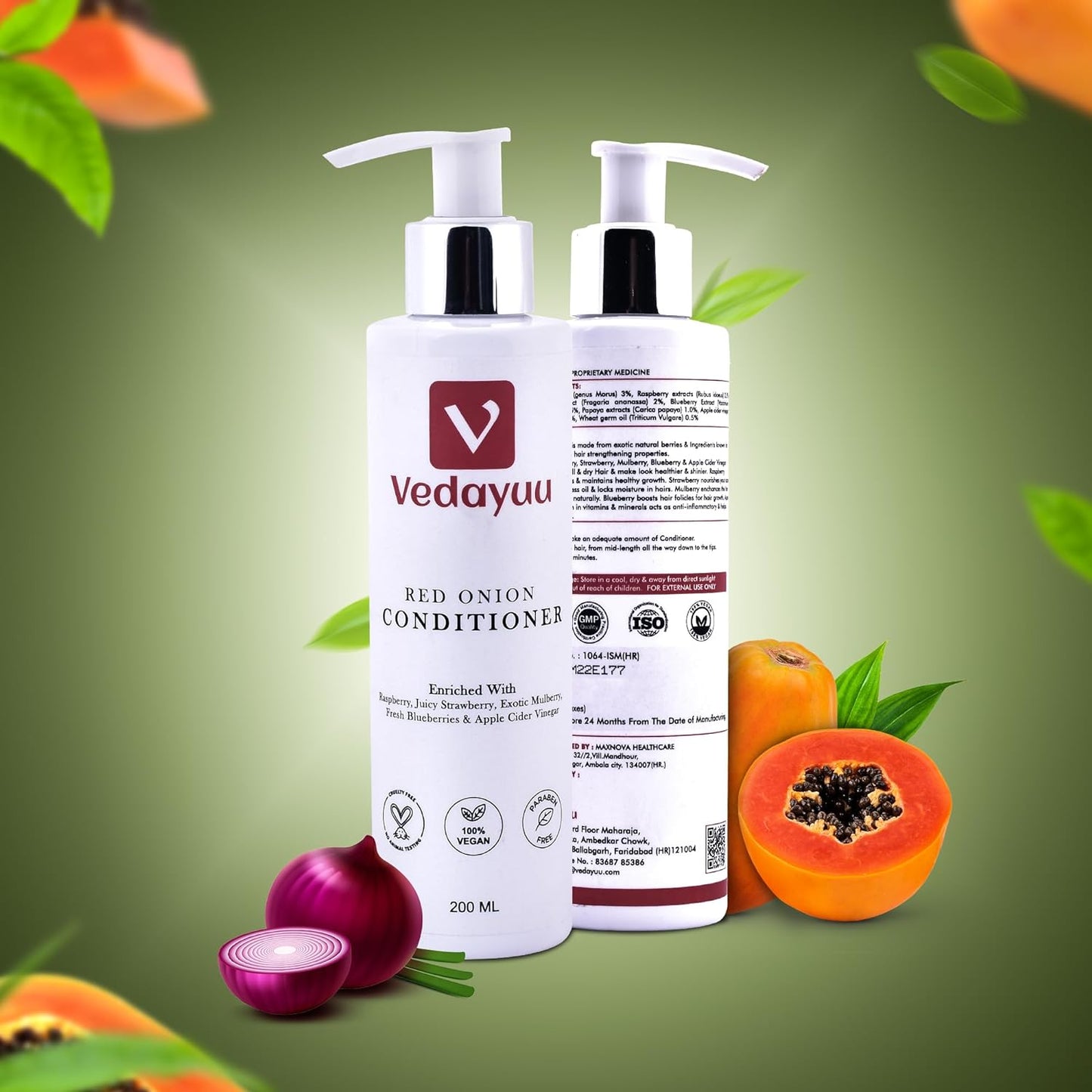 Vedayuu Hair Fall Defence, Conditioner, 200ml, for Longer, Stronger Hair, with Keratin Protein, Deep Conditions Damaged Hair, for Men & Women